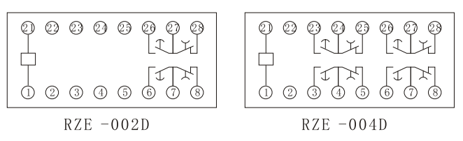 RZE-D內(nèi)部接線(xiàn)圖（正視圖）