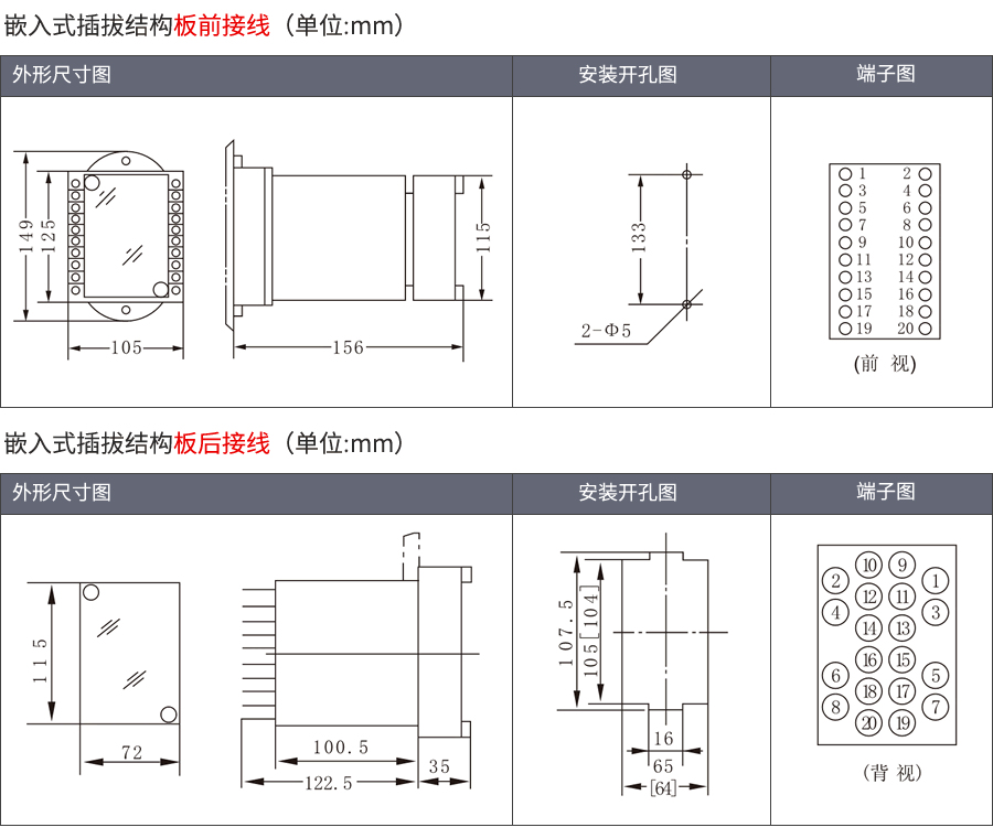 嵌入式插陳結(jié)構及接線方式