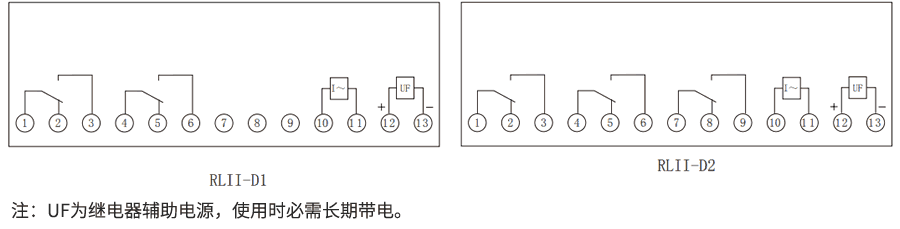 RLII-D系列靜態(tài)電流繼電器內(nèi)部接線圖