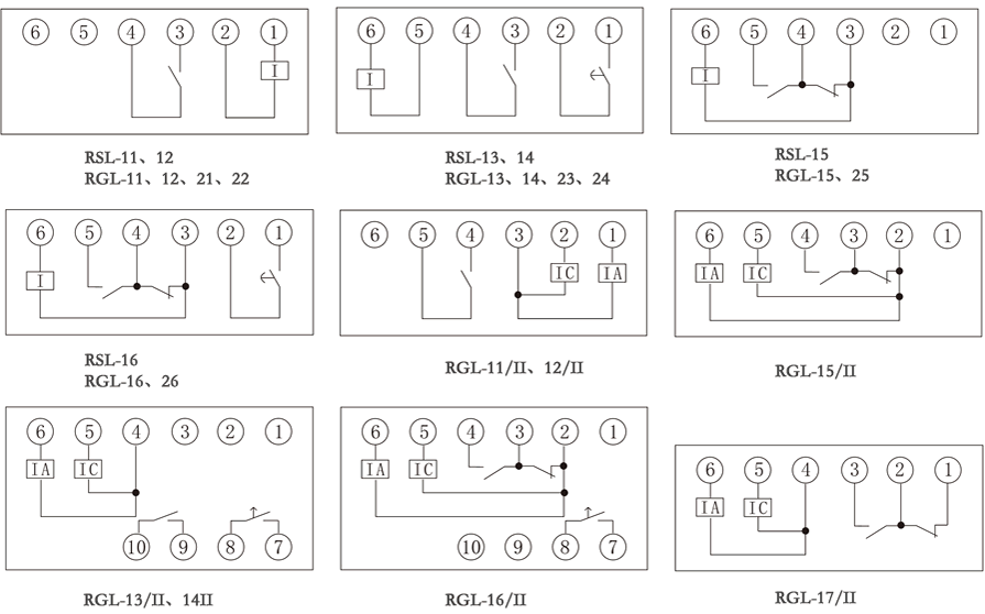 RGL系列過流繼電器內(nèi)部接線圖