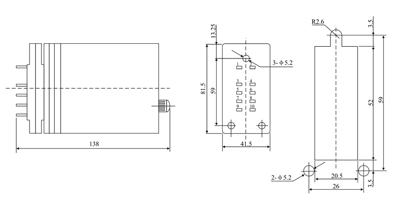 DZ-61/002繼電器安裝尺寸及開孔尺寸圖