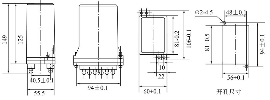 DZJ-12外形尺寸及開孔尺寸圖