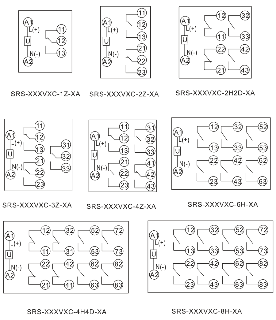 SRS-24VDC-4Z-10A內(nèi)部接線圖