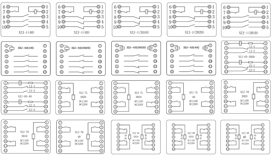 XZJ-02-1H1D/DC110V內(nèi)部接線圖