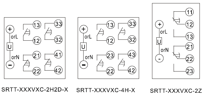 SRTT-110VDC-4H-B內(nèi)部接線圖