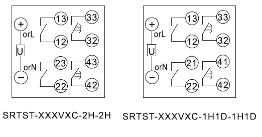 SRTST-110VDC-2H-2H-D內(nèi)部接線圖