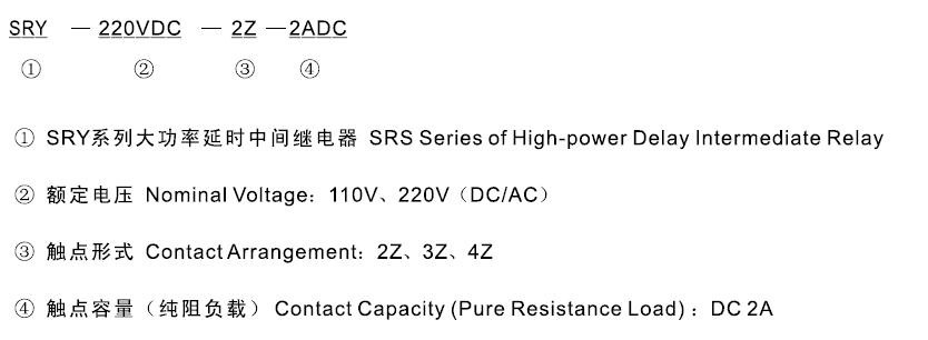 SRY-220VDC-2Z-2ADC型號(hào)及其含義