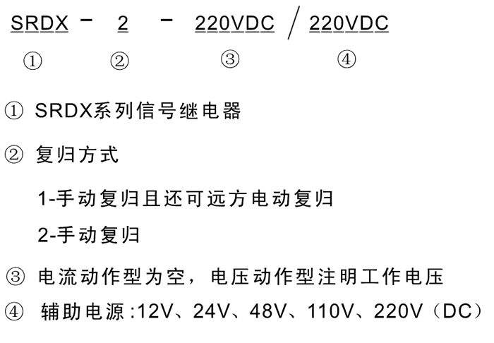 SRDX-1-220VDC/24VDC型號(hào)及其含義