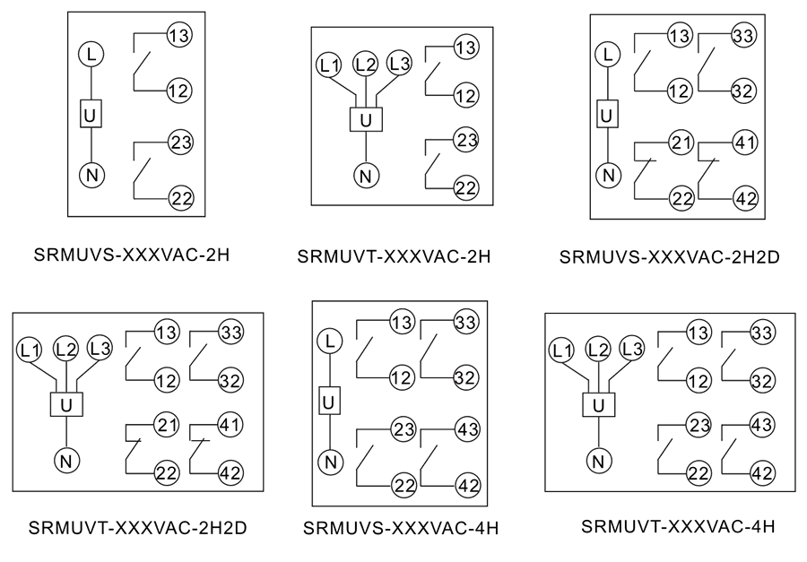 SRMUVS-110VAC-4H內部接線圖